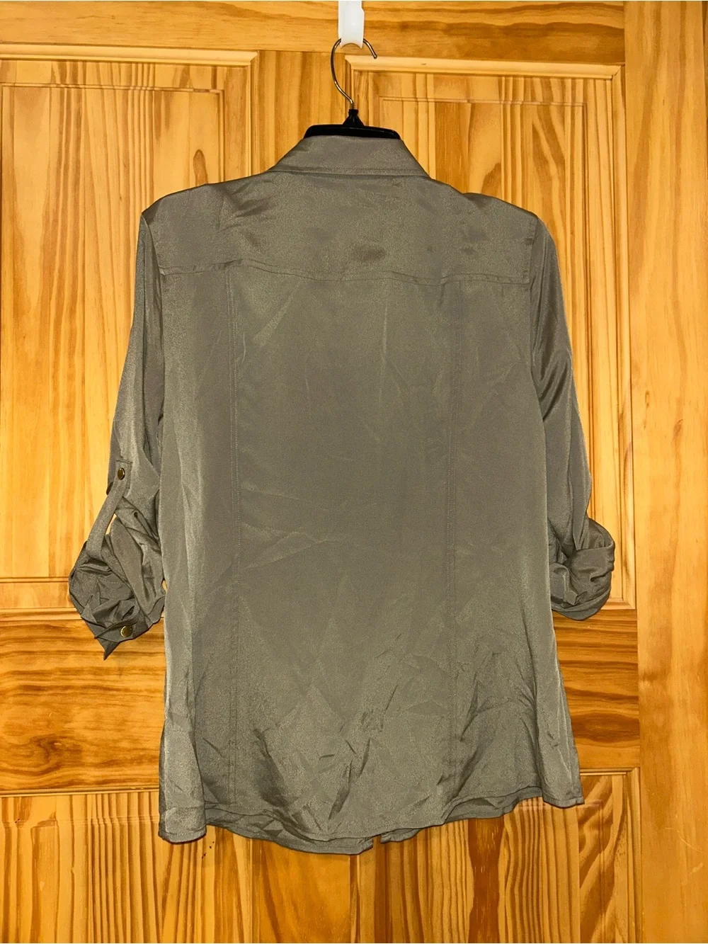 Michael Kors Olive Green Zip-Front Utility Shirt